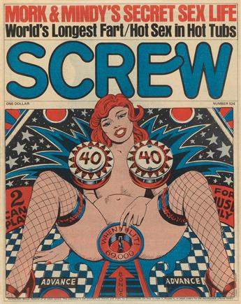 (EROTIC.) KURT SCHNURR. Two covers for Screw magazine.